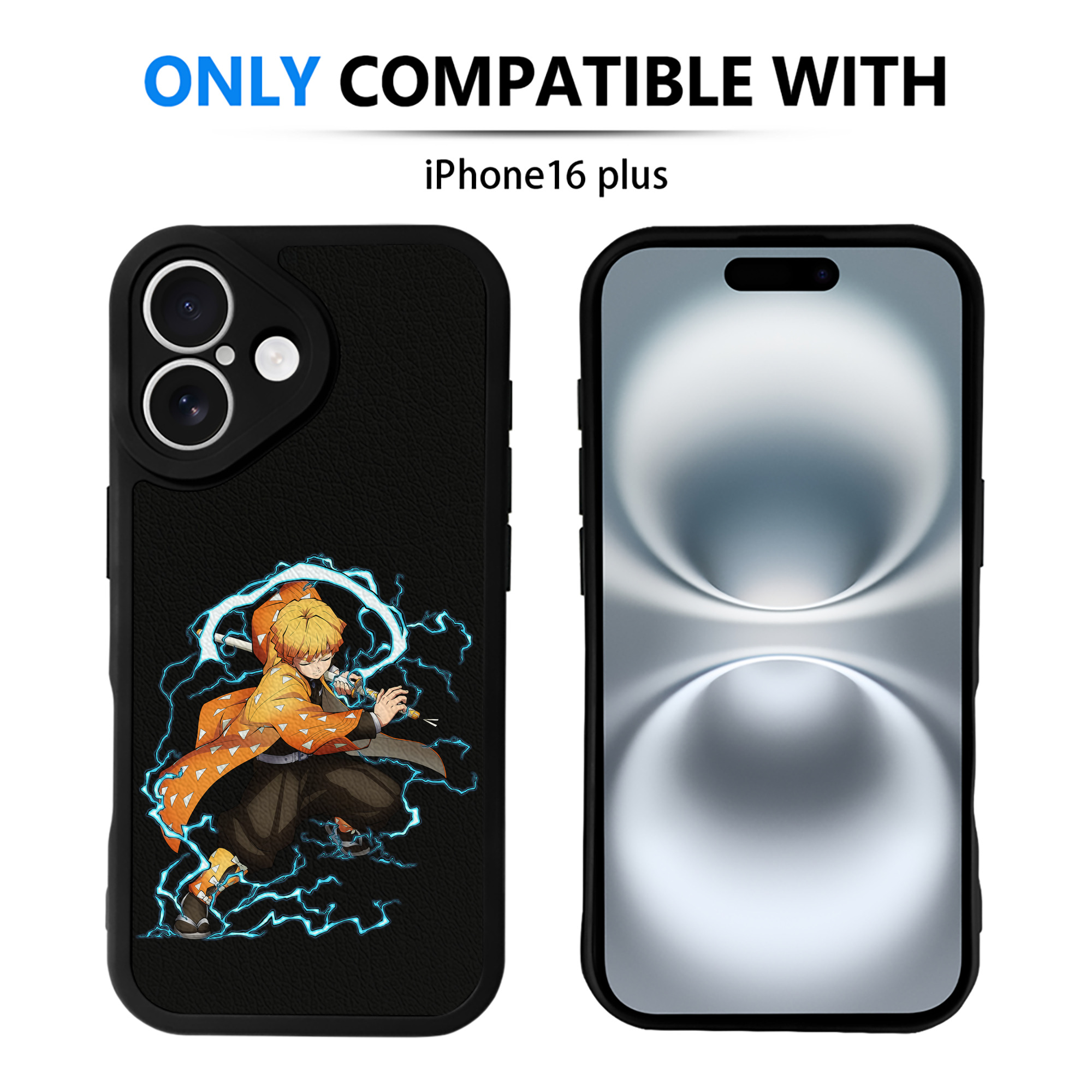 （画像用） 鬼滅の刃（きめつのやいば）我妻 善逸／あがつま ぜんいつ Agatsuma Zenitsu 【iPhone 16シリーズ対応】シリコンスマホケース（レザー調） 材質：シリコン